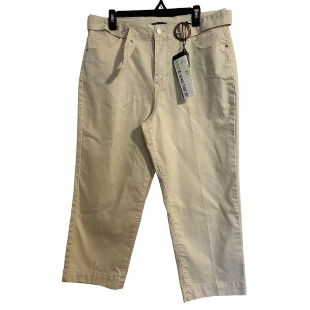 NWT D.Jeans Cream High Waist Cropped With Belt Pants